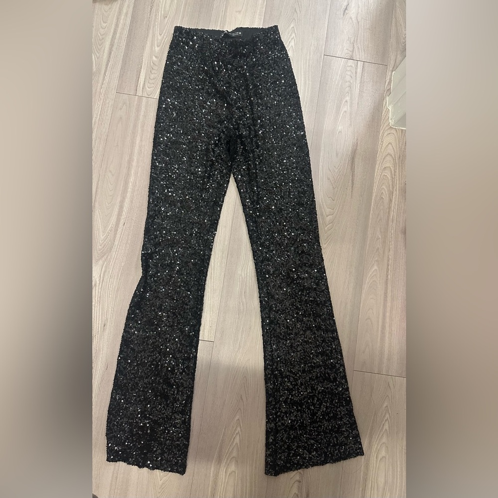Zara Black Sequin Flare Pants